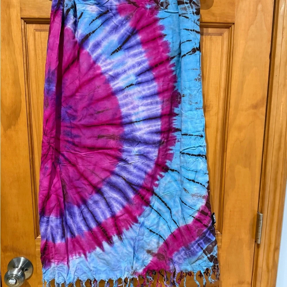 Tie Dye Blue and Pink Scarf